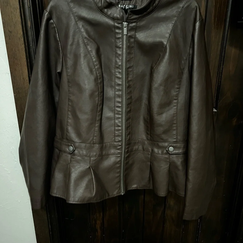 Baccini Brown Leather Jacket - Picture 1 of 4